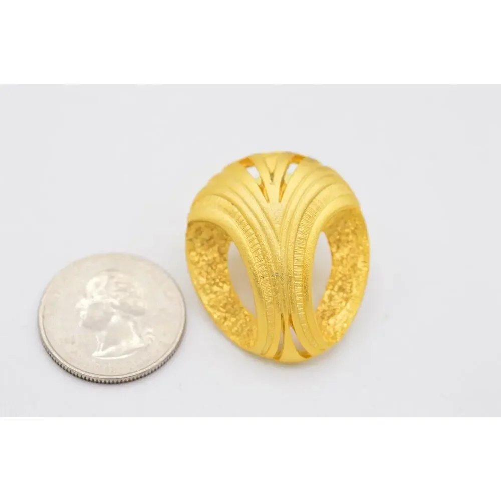 Vintage Earrings Brushed Gold Heavy Chunky Abstract Textured NOS 80s 1980s BinAA